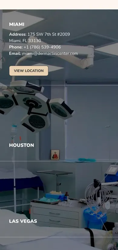 Sedes del sitio de DermaClinic Center en celular