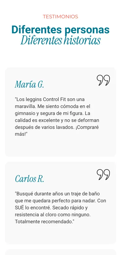 Opiniones de clientes del sitio de Suë Activewear en celular